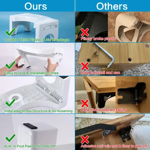 Vista 5 de Taburete plegable para inodoro para adultos, taburete portátil resistente Blanco