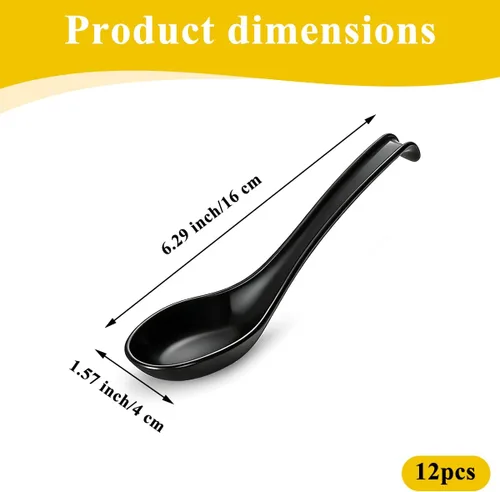 Vista 2 de Kyraton Juego de 24 cucharas de sopa asiática con mango largo fácil de sostener, cuchara japonesa de plástico irrompible para ramen, wonton chino