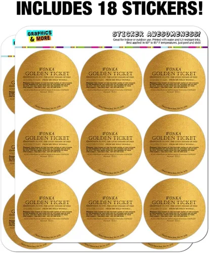Vista 3 de Willy Wonka and The Chocolate Factory - Calendario de boletos dorados para álbumes de recortes, calcomanías para manualidades