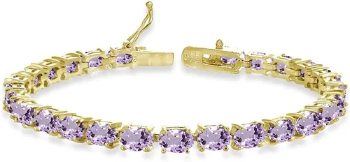 Vista 14 de B. BRILLIANT Pulsera para mujer, pulsera de piedra natal, 0.236 x 0.157 pulgadas, de corte ovalado, auténtica o sintética, pulseras de plata de ley