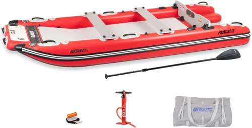 Vista 10 de Sea Eagle FastCat Catamarán Bote Inflable para 2-4 Personas - Rígido, Alta Presión, Todo Drop Stitch, Fácil Configuración, Auto-Achique