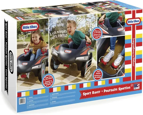 Vista 5 de Little Tikes Jett Car Racer - Coche negro para montar con respaldo de asiento ajustable, dirección de rueda trasera de doble mango, control