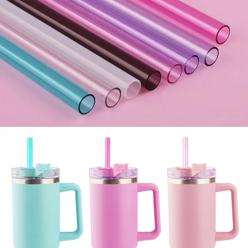 Vista 4 de Popote de repuesto compatible con Stanley Quencher de 40 onzas, vaso de 30 onzas, popotes reutilizables extra largos de 12 pulgadas para vasos de 40