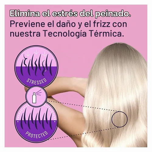 Vista 6 de Spray protector de calor formulado para cabello rubio, platino, ceniza y plata/gris. Fórmula profesional de protección térmica que minimiza