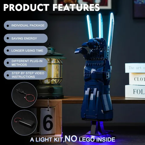 Vista 3 de BrickBling Kit de luz LED compatible con Lego Wolverine Garras Adamantium 76250, versión de control de luz, iluminación compatible con Lego