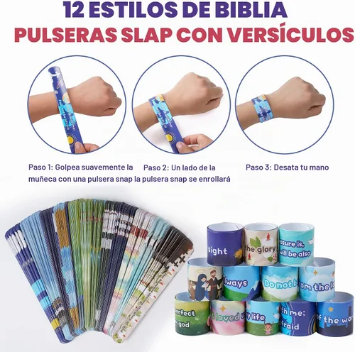Vista 9 de Kolewo4ever 144 Pieces Bible Verses Slap Bracelets, Religious Christian Slap Bracelets, Scripture Inspirational Bible Wristbands, 12 Styles