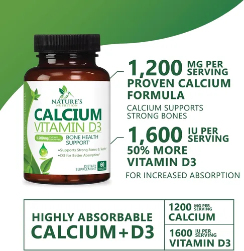 Vista 3 de Suplemento de calcio con vitamina D3-1200 mg de calcio por porción con D3 para una mejor absorción - Apoya la salud inmunológica, huesos y dientes