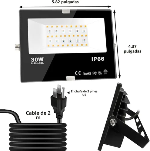 Vista 9 de Luz LED de inundación equivalente a 100 W, LED que cambia de color al aire libre, iluminación paisajística RGBW Bluetooth Smart Floodlights 2700 K