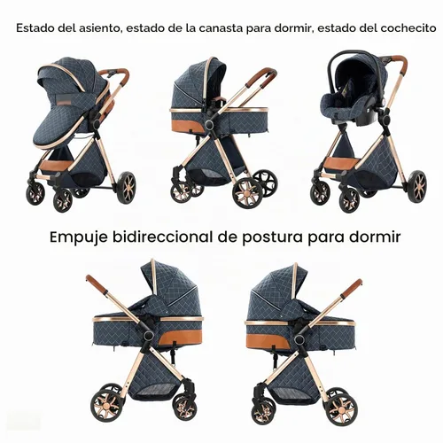 Vista 4 de Cochecito de bebé 2 en 1 con modo moisés, cochecito reversible, plegable con un solo clic, cochecito de viaje para recién nacido, cochecito