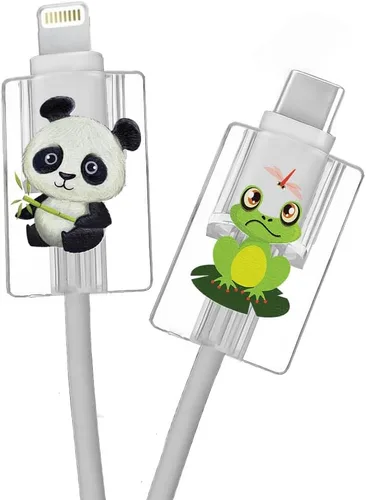Vista 6 de FINCIBO Juego de 2 fundas protectoras para el cabezal de carga de cables, protectores de cable de carga, bonitos protectores de cable para cable