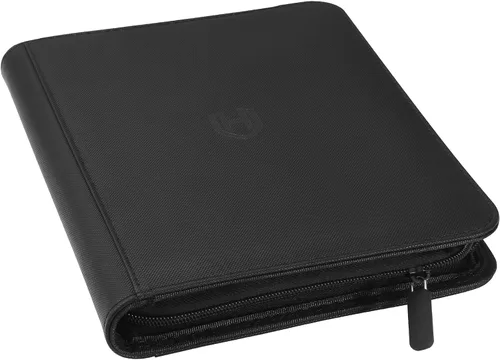 Vista 33 de Carpeta de tarjetas de 4 bolsillos con cremallera, 288 bolsillos para tarjetas comerciales Premium PU Cover, Side Loading, Ringless Card Binder