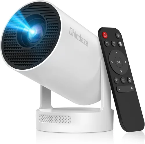 Vista 9 de Mini proyector con WiFi y Bluetooth, proyector portátil compatible con altavoz base de sonido de 5 W, 170 ANSI, Keystone vertical automático