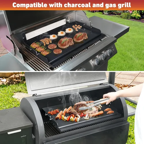 Vista 7 de Skyflame Plancha Universal de Parrilla de 23"x16", Parrilla Plana de Superficie de Cerámica Antiadherente para BBQ con Manija y Ranuras para Grasa