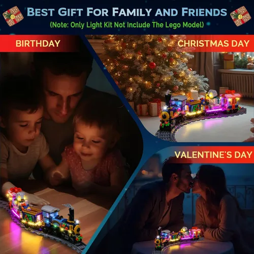 Vista 6 de Kit de luces LED mejorado compatible con Lego Holiday Express Train Building Set, decoración de luces compatible con Lego 10361, regalo de Navidad