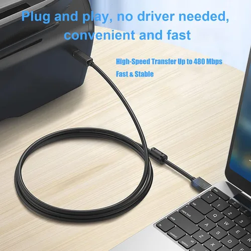Vista 7 de Alitutumao Cable de impresora USB 2.0, cable de impresora USB A a B de alta velocidad a computadora compatible con Canon, HP, Brother, Dell