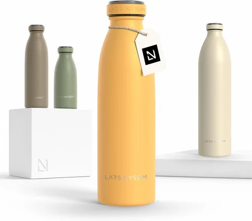 Vista 67 de LARS NYSØM Botella de agua aislada de acero inoxidable de 12 onzas, 17 onzas, 25 onzas, 34 onzas, 51 onzas, frasco térmico aislado para bebidas