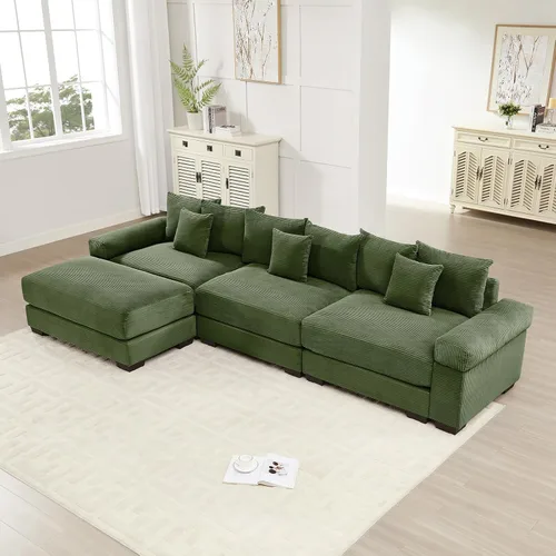 Vista 82 de ODUSE-DAILY Sofá modular de gran tamaño de 117.3 pulgadas, sofás modulares grandes de pana para sala de estar, sofás de 3 plazas, moderno juego