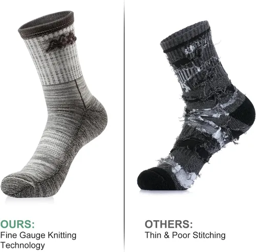 Vista 3 de innotree Paquete de 3 calcetines de senderismo de lana merino para hombres y mujeres, calcetines de senderismo acolchados micro Crew que absorben