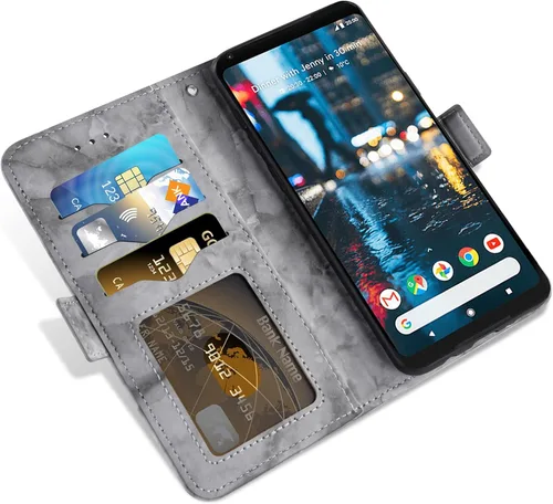Vista 4 de Asuwish Funda compatible con Google Pixel 2 XL y protector de pantalla de vidrio templado, accesorios para celulares, ranura para tarjetero, función