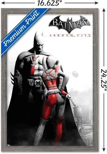 Vista 3 de Trends International DC Comics VIdeo Game - Póster de pared de Arkham City, arte clave, 14.725 x 22.375 pulgadas, versión enmarcada de madera