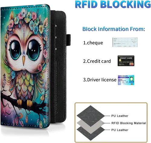 Vista 78 de Funda para chequera para hombres y mujeres, cartera de cuero RFID con ranuras para tarjetas de crédito, soporte de cheques duplicados personales