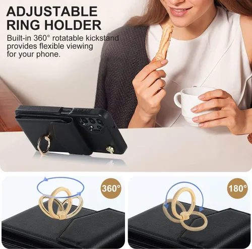 Vista 5 de Asuwish Funda de teléfono para Samsung Galaxy A32 5G 2021 de 6.5 pulgadas con protector de pantalla de vidrio templado y anillo de bloqueo RFID