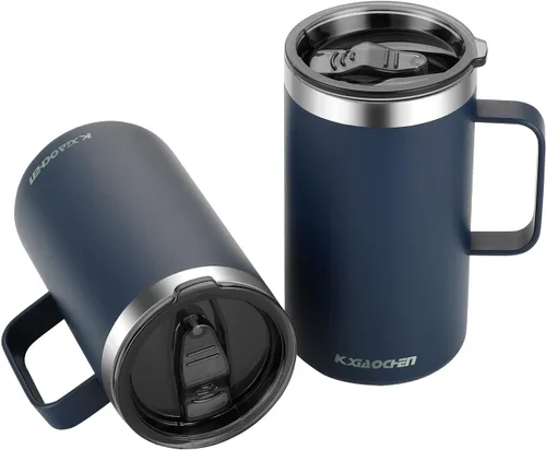 Vista 10 de KXIAOCHEN - Taza de café aislada de 20 onzas con tapa, taza de café de acero inoxidable, vaso de café de doble pared con aislamiento al vacío