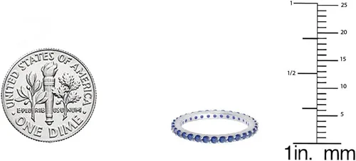 Vista 2 de Dazzlingrock Collection Anillo de boda apilable de oro de 14 quilates con zafiro azul redondo de 1,00 quilates (quilates)