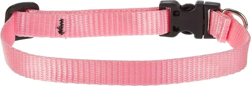 Vista 2 de LupinePet Basics - Collar ajustable para perros pequeños (1/2 pulgadas, color rosa, 10-16 pulgadas)