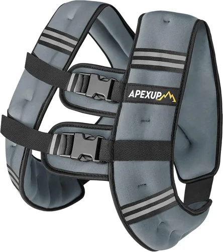 Vista 40 de APEXUP - Chaleco con peso de 5, 10, 15, 20, 25 y 30 libras para hombre y mujer, con rayas reflectantes, equipo para entrenamiento de fuerza y correr
