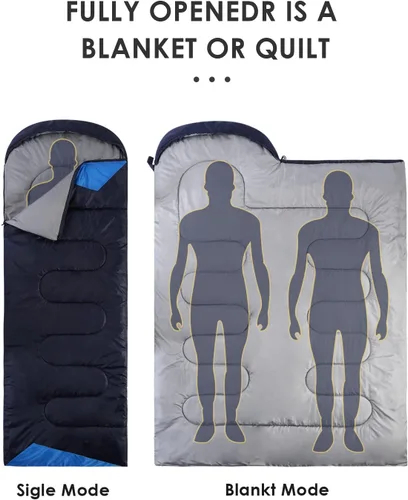 Vista 4 de Sleeping Bags for Adults Backpacking Lightweight Waterproof- Cold Weather Sleeping Bag for Girls Boys Mens for Warm Camping Hiking Outdoor Travel