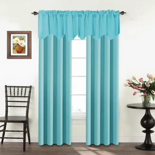 Vista 3 de Turquoize - Cenefa opaca para ventanas de cocina/baño/sala de estar/dormitorio con aislamiento térmico, cenefa festoneada con bolsillo para Aqua