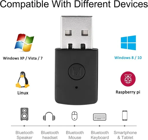 Vista 6 de Mini adaptador USB inalámbrico, receptor de dongle Bluetooth y transmisores se conectan a cualquier dispositivo de audio Bluetooth, enchufe