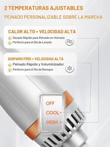 Vista 8 de SHEGLAM Mini cepillo secador de pelo, cepillo de aire caliente de viaje de doble voltaje de 120 V-240 V, cepillo secador de pelo de 35000 RPM con 2