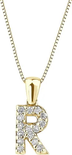 Vista 11 de Collar colgante con letra inicial de diamantes en oro amarillo de 14k (1/10 quilates) 18 pulgadas