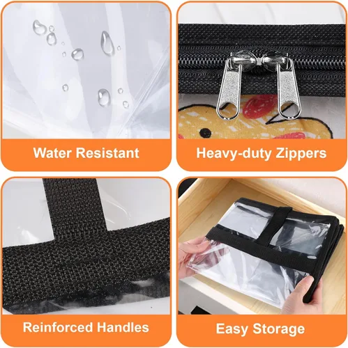 Vista 4 de SpaceTrove Bolsas de almacenamiento transparentes, paquete de 4 contenedores organizadores de almacenamiento debajo de la cama y armario, bolsas
