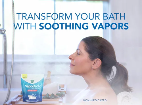 Vista 2 de Vicks VapoBath, sales de baño, bomba de baño, cristales de baño no medicados, vaporizadores Vicks reconfortantes, baño de vapor, aromaterapia