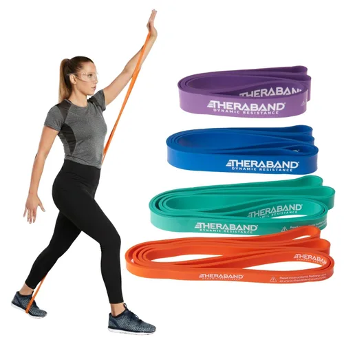 Vista 10 de THERABAND Bandas de alta resistencia, juego de 2 súper bandas elásticas para mejorar la flexibilidad, rehabilitación de lesiones y entrenamientos
