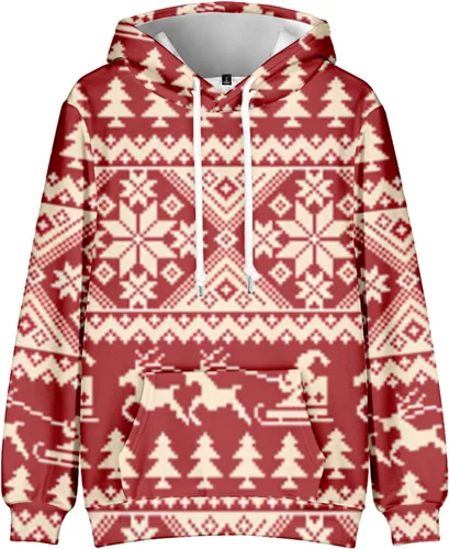 Vista 2 de Men'S Christmas Hoodies Oversized Cotton Light Weight Graphic Ugly Christmas Sweatshirt Novelty Warm Pullover