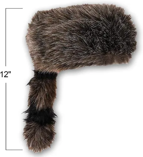 Vista 3 de ArtCreativity Sombrero de mapache de piel sintética para niños y adultos, gorra de piel de animal con cola de piel sintética, accesorio de disfraz