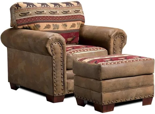 Vista 4 de American Furniture Classics Otomana Sierra Lodge de microfibra de 26.5" en color marrón