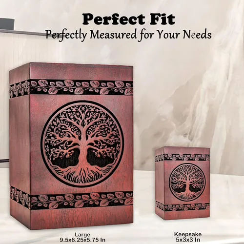 Vista 5 de Urnas de madera del árbol de la vida para cenizas humanas, hombre adulto, urnas de madera, urna de cremación, urna para cenizas humanas y mujeres