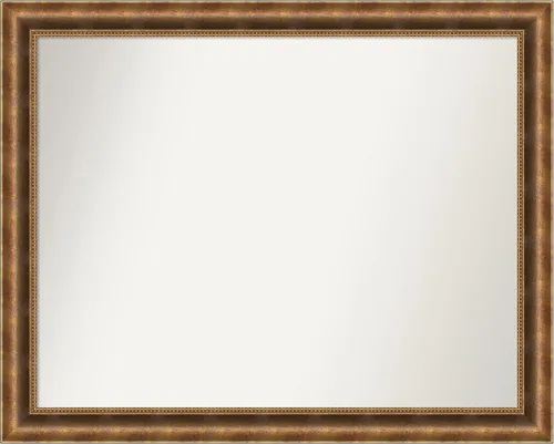 Vista 1118 de Amanti Art Espejo de pared personalizado no biselado (25 x 25 pulgadas), marco de bronce acentuado, varios tamaños personalizados, espejo de baño