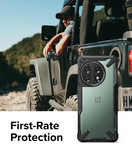 Vista 3 de Funda Ringke para OnePlus 11 5G [Fusion-X Negro] Parachoques aumentados, agarre cómodo, antideslizante, resistente, cubierta protectora a prueba