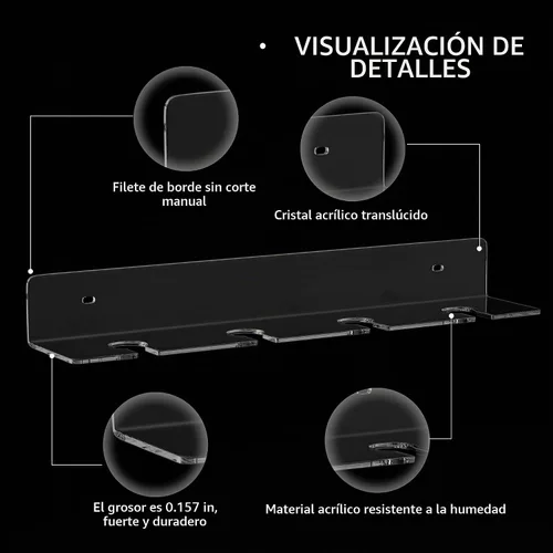 Vista 3 de Soporte de acrílico transparente para copas de vino, estantes de almacenamiento para copas de vino de pared, estante de pared para copas