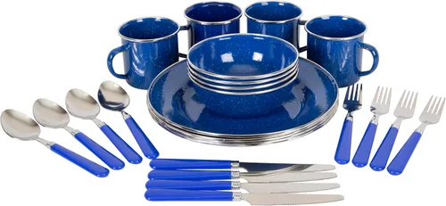 Vista 14 de Stansport Deluxe 24-Piece Enamel Tableware Set - Enamel Plates and Bowls Lightweight and Durable Camp Dish Set for Camping and Backpacking Plates