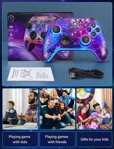 Vista 9 de Wireless Switch Pro Controller - Compatible with Nitendo SwitchOLEDLite, 1200mAh Rechargeable Switch Controllers with 8 Colors LED & Cool Nebula