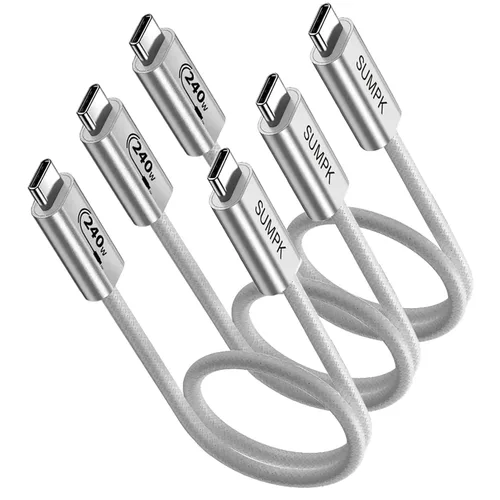 Vista 3 de 240W Cable USB C de 6 pulgadas, Cable USB C Corto Compatible con iPhone 16/16 Pro/16 Plus/16 Pro Max, MacBook Pro/Air, iPad Pro/Air, Dell XPS Blanco