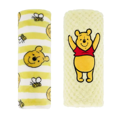 Vista 2 de Disney Paquete de 2 mantas de bebé para bebés y recién nacidos, manta de forro polar texturizado de felpa Winnie The Pooh, regalo unisex perfecto