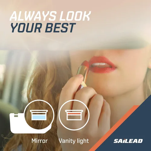 Vista 7 de SAILEAD Visor de Sol de Reemplazo para Lado Izquierdo y Derecho - Extensión de Visor de Coche con Luz de Tocador - Compatible con Nissan Pathfinder